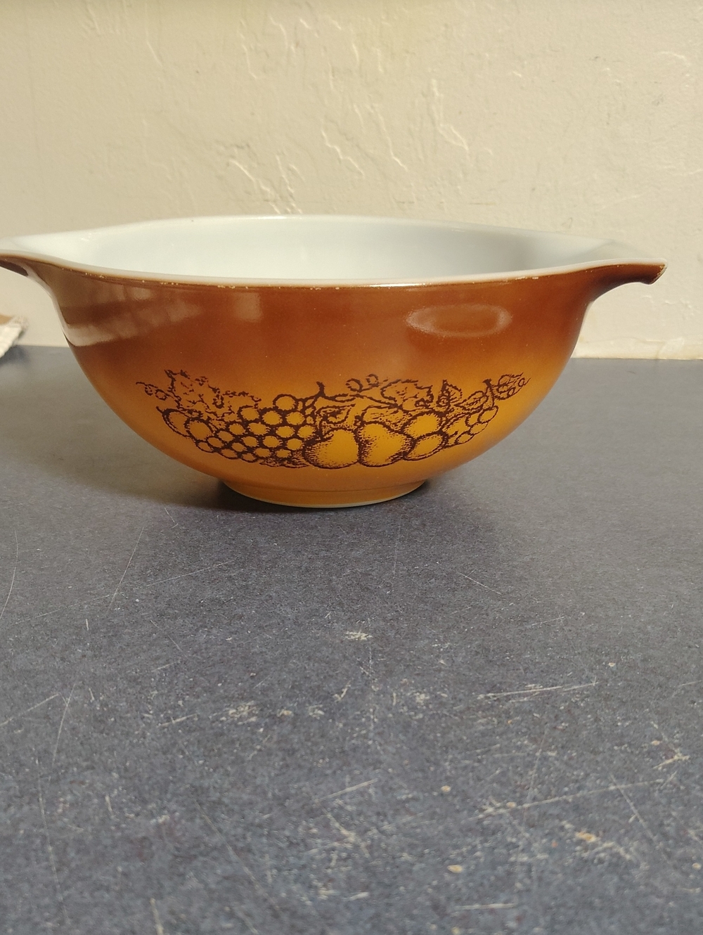 Pyrex Old Orchard Cinderella Mixing Bowl #443 Orange & Brown